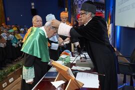 Investidura de Hermanfrid Schubart, Alejandro Portes y Luis Enrique de la Villa como Doctores "Honoris Causa" por la Universidad de Málaga. Paraninfo. Octubre de 2024