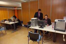 Oficina de la organización. 3º Congreso Internacional de Actividad Físico-Deportiva para Mayores de la Universidad de Málaga. Palacio de Ferias y Congresos de Málaga. Marzo de 2009