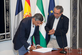 Toma de posesión de Francisco Manuel Pérez Hidalgo como nuevo catedrático de Ingeniería Eléctrica de la Universidad de Málaga. Edificio del Rectorado.  Julio de 2016