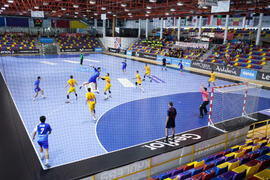 Partido Japón - España. Categoría masculina. Campeonato del Mundo Universitario de Balonmano. Antequera. Julio de 2016