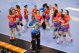 Partido Rumanía - España. Categoría femenina. Campeonato del Mundo Universitario de Balonmano. Antequera. Julio de 2016