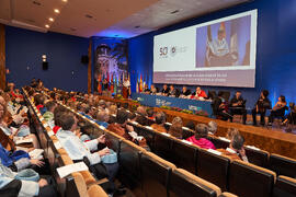 Intervención de Gaspar Garrote. Entrega de la Medalla de Oro de la Universidad de Málaga a la Universidad de Córdoba y a la Universidad de Sevilla. Paraninfo. Junio de 2023