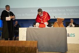 Toma de posesión de Francisco Vila Tierno como nuevo Vicerrector para la Reforma Estatutaria, Relaciones de Empleo y Negociación Colectiva de la Universidad de Málaga. Paraninfo. Marzo de 2024