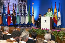 Intervención de Ana Rosa del Águila. Investidura de Hermanfrid Schubart, Alejandro Portes y Luis Enrique de la Villa como Doctores "Honoris Causa" por la Universidad de Málaga. Paraninfo. Octubre de 2024