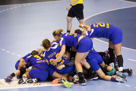 Partido Rumanía - Rusia. Categoría femenina. Campeonato del Mundo Universitario de Balonmano. Antequera. Julio de 2016