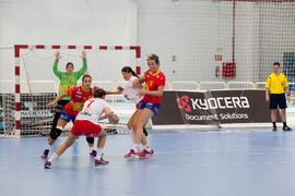 Partido Polonia - España. Categoría femenina. Campeonato del Mundo Universitario de Balonmano. Antequera. Julio de 2016