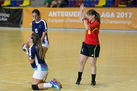 Partido Universidad de Málaga - Universidad de Aveiro. Categoría femenina. Campeonato Europeo Universitario de Balonmano. Antequera. Julio de 2017
