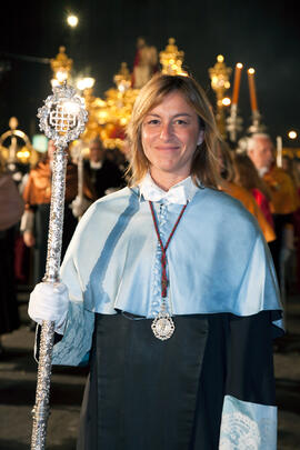 Representante de la Universidad de Málaga en el desfile procesional de la Hermandad de los Estudi...