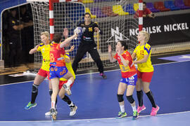 Partido Rumanía - España. Categoría femenina. Campeonato del Mundo Universitario de Balonmano. Antequera. Julio de 2016