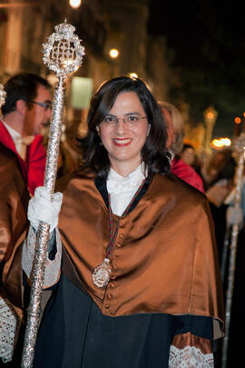 Representante de la Universidad de Málaga en el desfile procesional de la Hermandad de los Estudi...