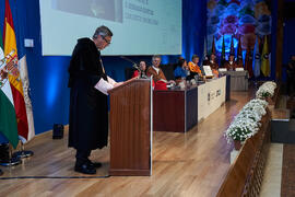Discurso de Teodomiro López. Investidura de Bernardo Quintero como Doctor "Honoris Causa" por la Universidad de Málaga. Paraninfo. Marzo de 2025