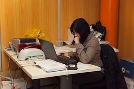 Oficina de la organización. 3º Congreso Internacional de Actividad Físico-Deportiva para Mayores de la Universidad de Málaga. Palacio de Ferias y Congresos de Málaga. Marzo de 2009