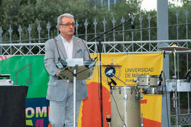 Intervención de Rafael Pérez decano del cuerpo consular acreditado en Málaga. Welcome to UMA. Bienvenida a los alumnos de intercambio internacional de la Universidad de Málaga. Jardín botánico. Octubre de 2019