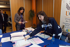 Oficina de la organización. 3º Congreso Internacional de Actividad Físico-Deportiva para Mayores de la Universidad de Málaga. Palacio de Ferias y Congresos de Málaga. Marzo de 2009