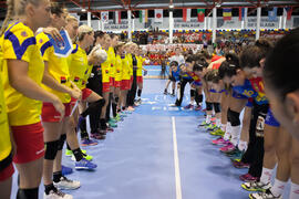 Partido Rumanía - España. Categoría femenina. Campeonato del Mundo Universitario de Balonmano. Antequera. Julio de 2016