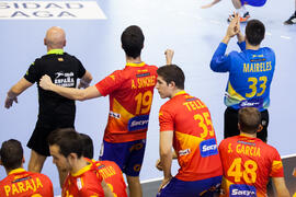 Partido Rumanía - España. Categoría masculina. Campeonato del Mundo Universitario de Balonmano. Antequera. Julio de 2016