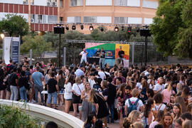 Actuación del grupo musical "Who Killed the DJ". Welcome to UMA. Bienvenida a los alumnos de intercambio internacional de la Universidad de Málaga. Jardín botánico. Octubre de 2019