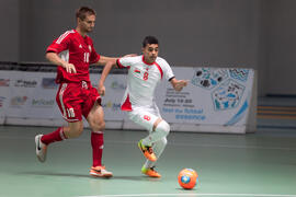 Partido Omán contra Bielorrusia. 14º Campeonato del Mundo Universitario de Fútbol Sala 2014 (FUTSAL). Antequera. Julio de 2014