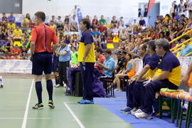 Partido Brasil contra España. 14º Campeonato del Mundo Universitario de Fútbol Sala 2014 (FUTSAL). Antequera. Julio de 2014