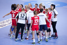 Partido Rumanía - Rusia. Categoría femenina. Campeonato del Mundo Universitario de Balonmano. Antequera. Julio de 2016